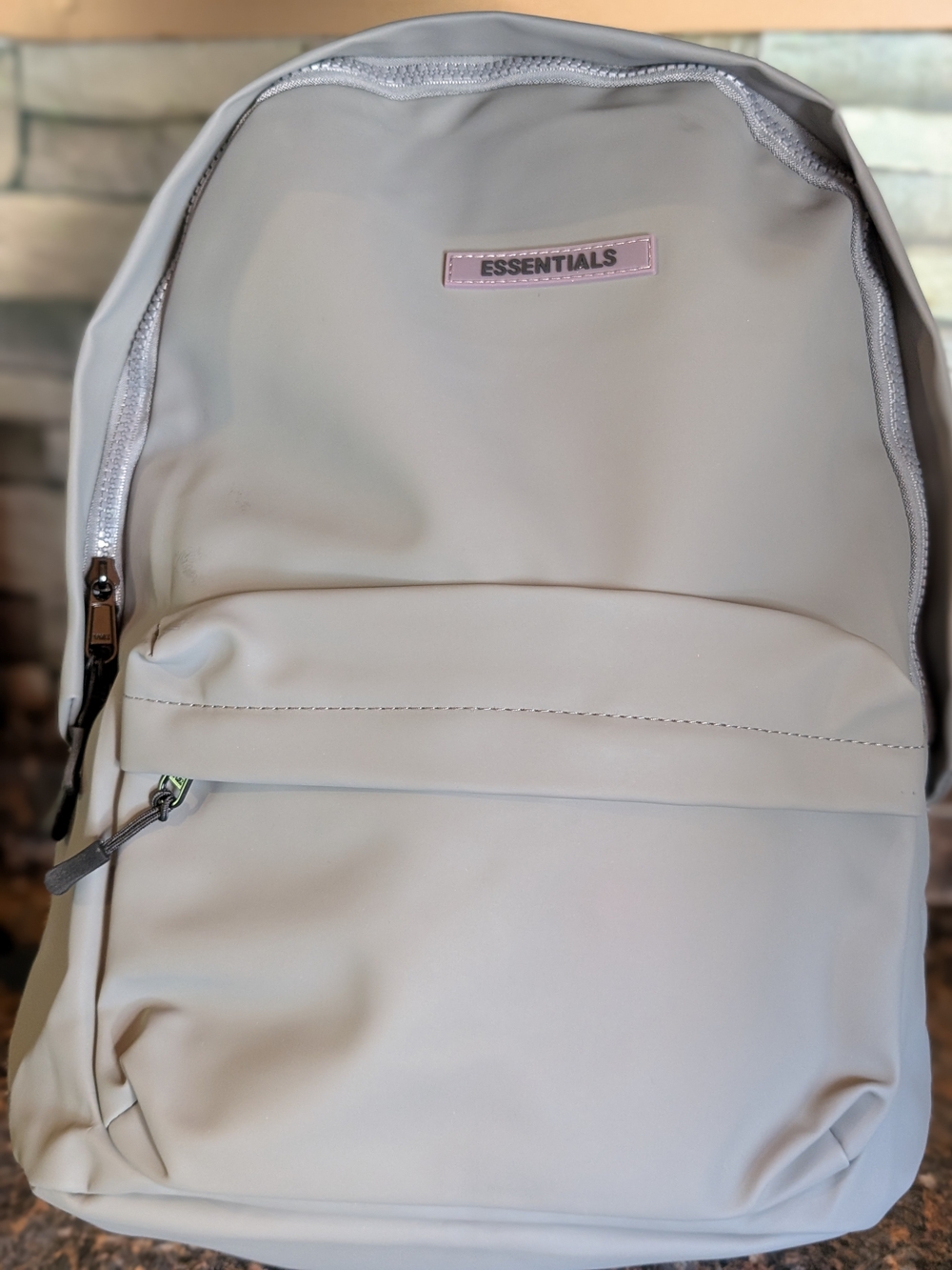 ESSENTIALS Cream-Light Gray Minimalist Backpack